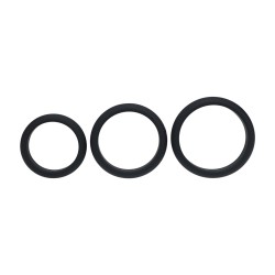Wide O Silicone Cockring Set of 3 - L/XL/XXL - Black