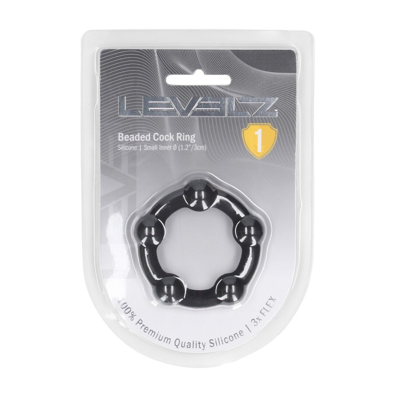 Beaded Silicone Cockring - S - 30mm - Black