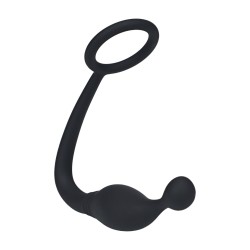 Silicone Cockring with Prostate Stimulator - S - Black