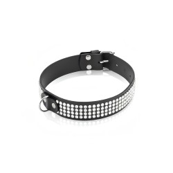 Obroża Skórzana z Kryształkami
