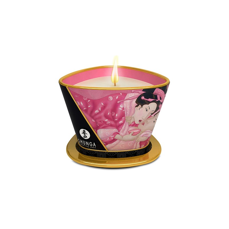 Shunga massage candle aphrodisia roses petals