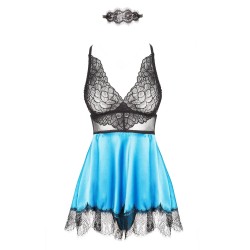 Eve chemise with mask turquoise
