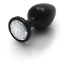 Round Gem Butt Plug - Large - Gunmetal/Diamond
