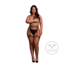 Double Strap Garter Belt with Adjustable Sliders - Plus Size - Black