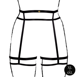 Double Strap Garter Belt with Adjustable Sliders - Plus Size - Black
