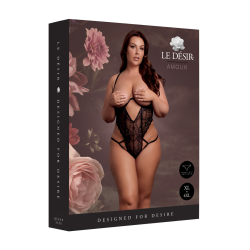 Lace Underwired Open Cup Bodysuit with Adjustable Sliders - Plus Size - Black