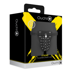 PU Leather Chastity Jock - Black