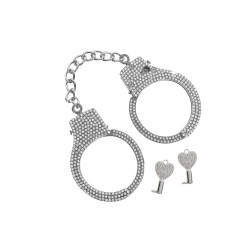 Taboom Bondage Essentials Diamond Wrist Cuffs Silver