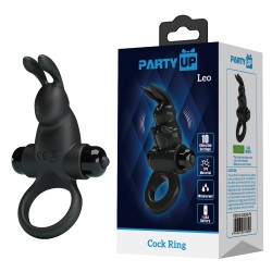 Party Up pierścień erekcyjny wibrujący siliknowy baterie kolor czarny Larry