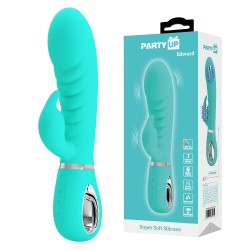 Party Up wibrator silikonowy typ króliczek ładowany usb kolor turkusowy Edward