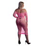 Long Sleeve Crop Top and Long Skirt - Plus Size - Neon Pink