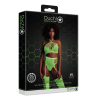 Two Piece with Crop Top and Stockings - One Size - Neon Green
