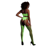 Two Piece with Crop Top and Stockings - One Size - Neon Green