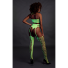 Two Piece with Crop Top and Stockings - One Size - Neon Green