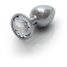 Round Gem Butt Plug - Small - Silver/Diamond