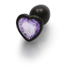 Heart Gem Butt Plug - Small - Gunmetal/Amethyst Purple