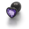 Heart Gem Butt Plug - Large - Gunmetal/Amethyst Purple