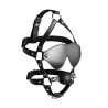 Blindfolded Head Harness with Solid Ball Gag - Black