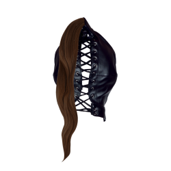 Mask with Brown Ponytail - Black
