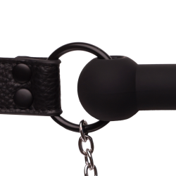 Silicone Bit Gag with Nipple Clamps - Black