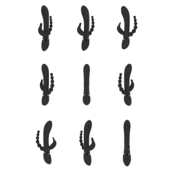 Rini - Pulse Wave  Vibrating Double Penetration Rabbit - Black