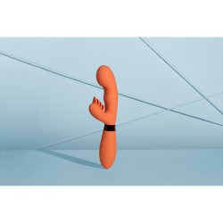 Silicone Rabbit Vibrator with Ribbed Clitoral Stimulator - Glazed Carrots