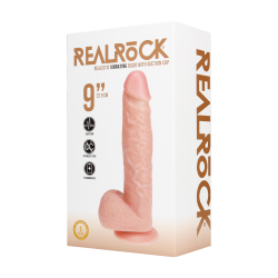 Vibrating Regular Straight Cock with Balls - 9 / 23 cm - Flesh