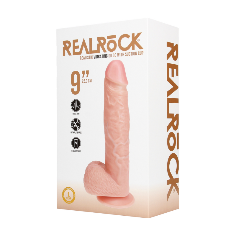 Vibrating Regular Straight Cock with Balls - 9 / 23 cm - Flesh