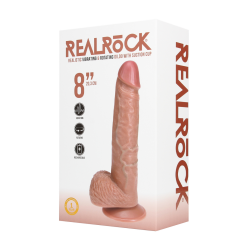 Vibrating and Rotating Straight Cock with Balls - 8 / 20,5 cm - Tan