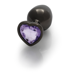 Heart Gem Butt Plug - Medium - Gunmetal/Amethyst Purple