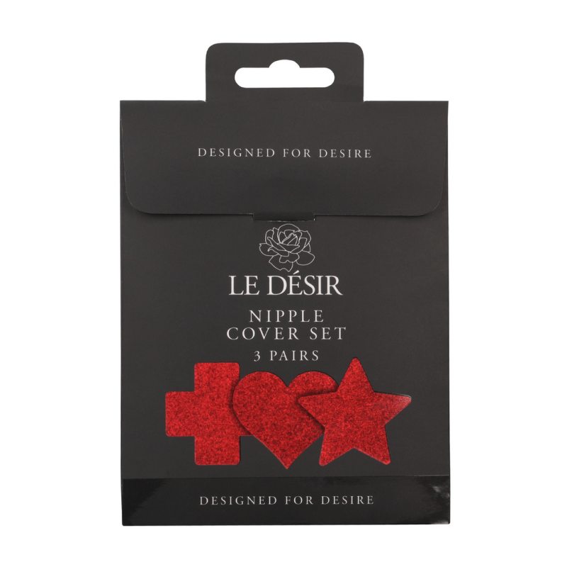 Nipple Cover Set - Cross Star Heart - Red