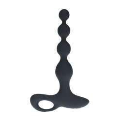 Remote Control Beaded Vibrating Silicone Anal Plug - Black