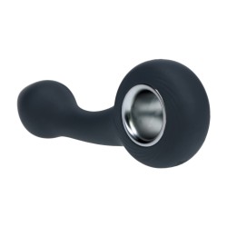 Vibrating Bulb Silicone Prostate Massager with Loop - Black