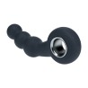 Vibrating Beaded Silicone Prostate Massager with Loop - Black