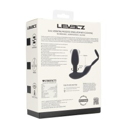 Dual Vibrating Remote Rotating Beads Silicone Prostate Stimulator with Cock and Ball Ring - Black