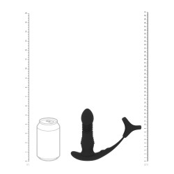 Vibrating and Thrusting Silicone Prostate Massager with Tri O Cockring - Black