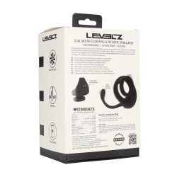 Dual Motor Silicone Cockring with Prostate Stimulator - Black
