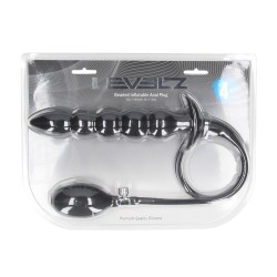 Beaded Inflatable Silicone Anal Plug - Black