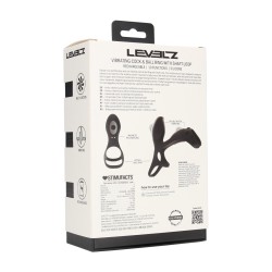 Vibrating Silicone Cock and Ball Ring with Shaft Loop - Black