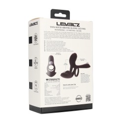 Triple Motor Vibrating Silicone Cockring - Black