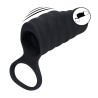 Vibrating Ribbed Silicone Cock Sleeve and Ball Ring - Black