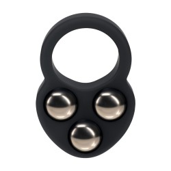 Liquid Silicone Triple Weighted Ball Cockring - Black