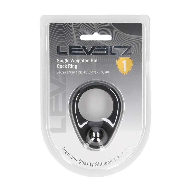 Liquid Silicone Single Weighted Ball Cockring - Black