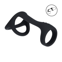 Tri O Silicone Shaft Cock and Ball Ring - Black