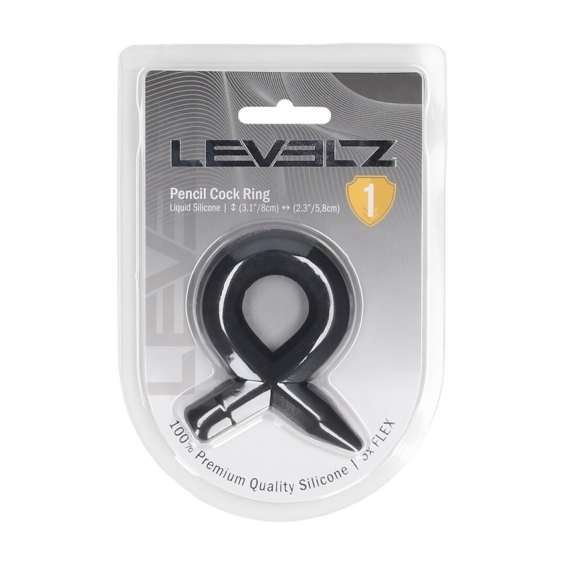 Pencil Liquid Silicone Cockring - Black