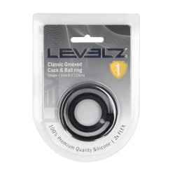 Classic Grooved Silicone Cock and Ball Ring - Black
