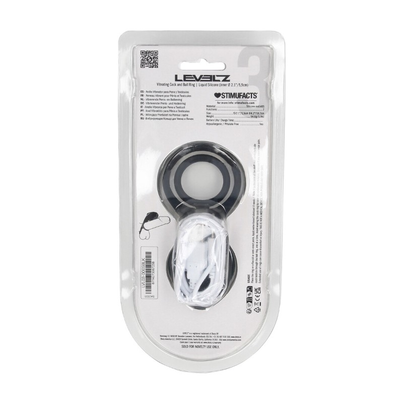 Vibrating Cock and Ball Ring with Winged Stimulator - Black