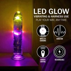 LED Vibrating Straight Cock - 7 / 18 cm - Transparent