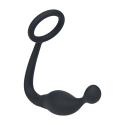 Silicone Cockring with Prostate Stimulator - M - Black