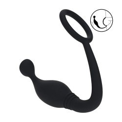 Silicone Cockring with Prostate Stimulator - L - Black